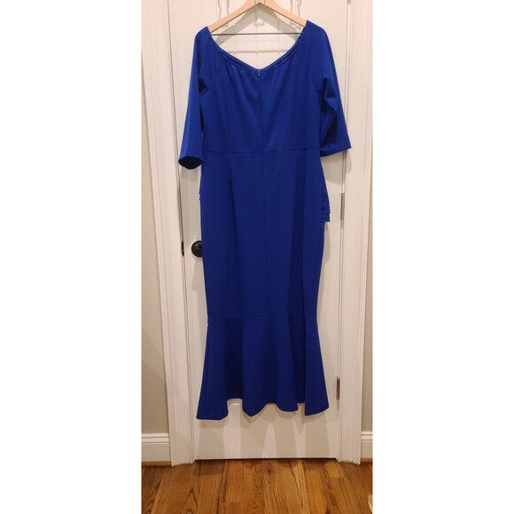 Royal Blue Off-Shoulder Peplum Mermaid Gown XXL Formal Evening Dress - Picture 6 of 7